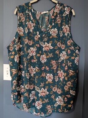 Maurices Floral V-Neck Sleeveless Blouse 2X *F11